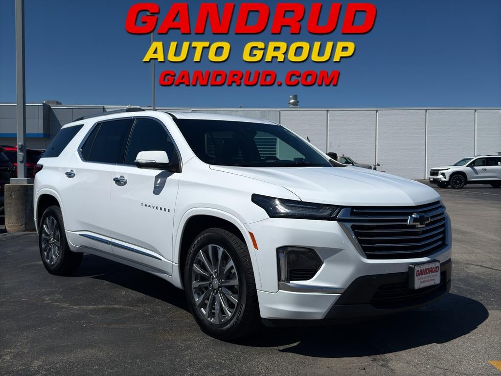 2023 Chevrolet Traverse Premier in Summit White — front three-quarter view