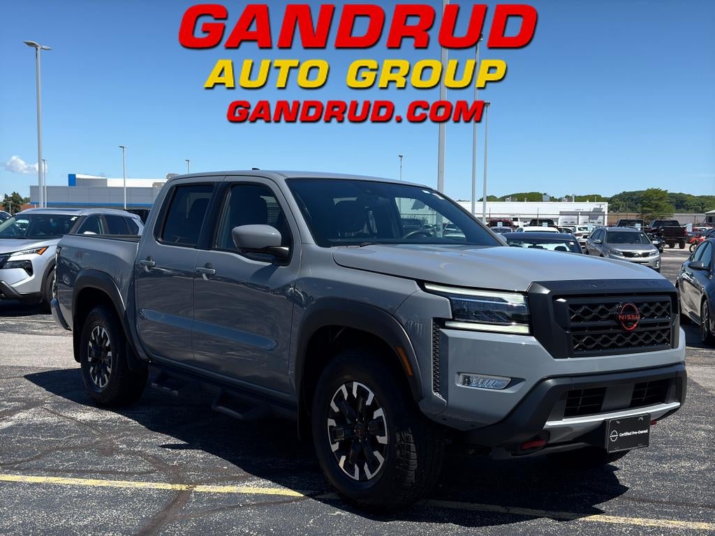 2023 Nissan Frontier Crew Cab PRO-4X 4x4 in Gray — front three-quarter view