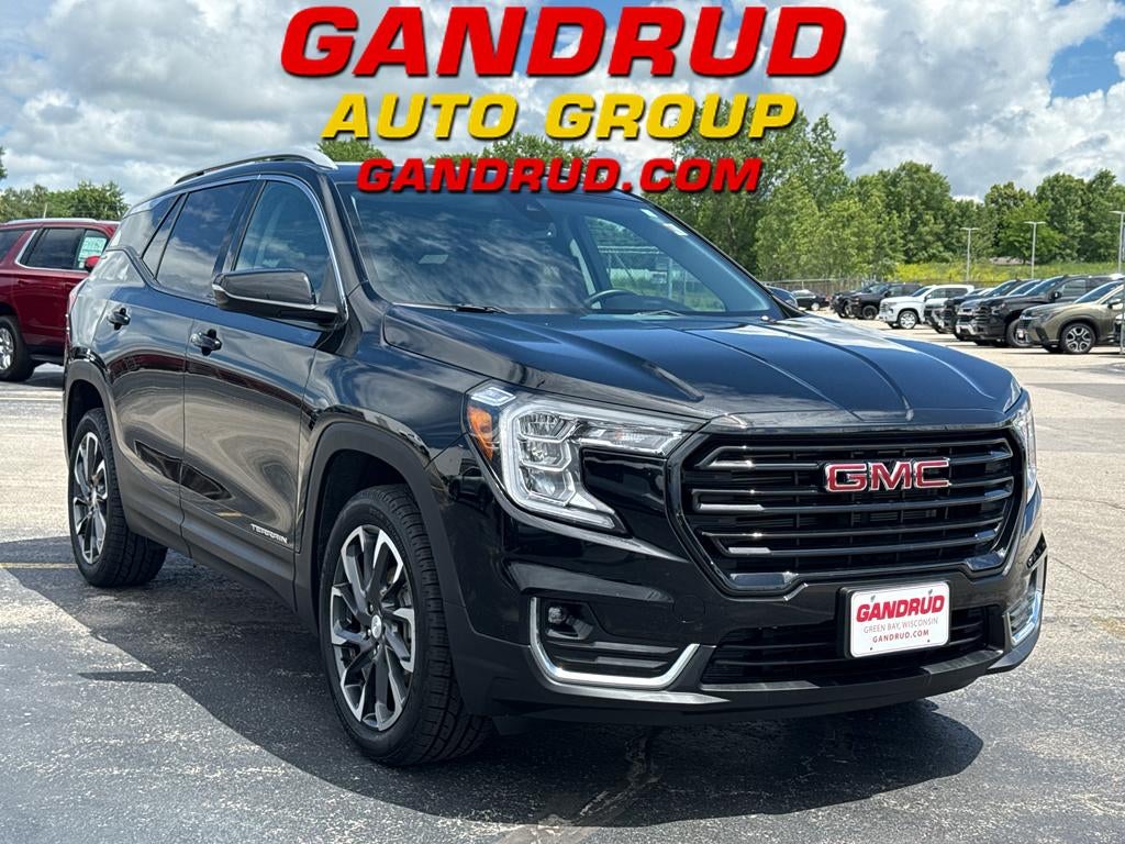 2023 GMC Terrain SLT in Ebony Twilight Metallic — front three-quarter view