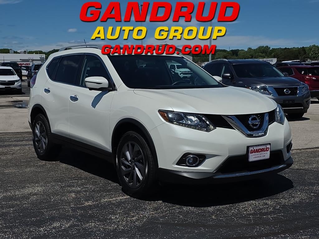 2016 Nissan Rogue SL in Pearl White — front three-quarter view