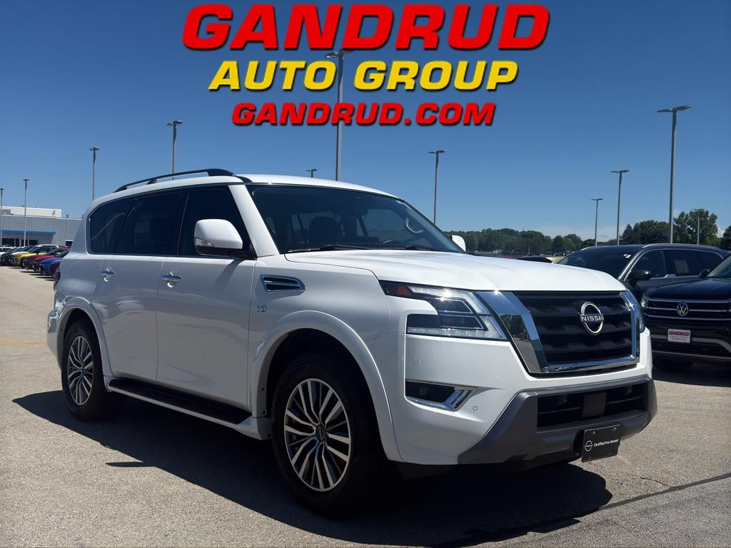 2021 Nissan Armada SV 4WD in White — front three-quarter view