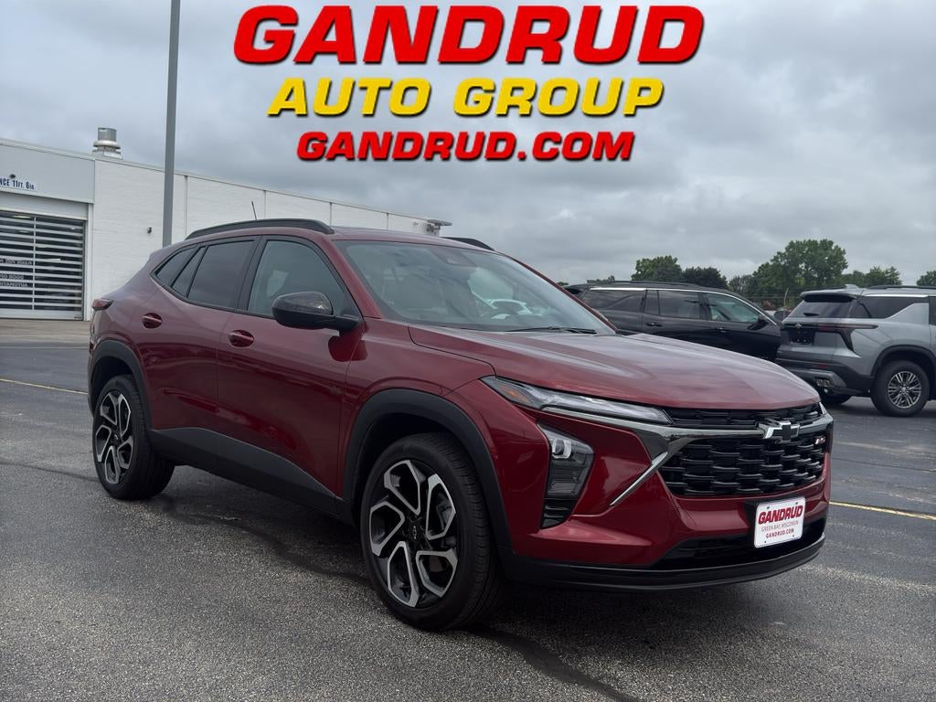 2025 Chevrolet Trax 2RS in Crimson Metallic — front three-quarter view