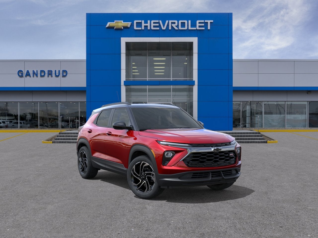 2026 Chevrolet Trailblazer RS in Apex Red — front three-quarter view